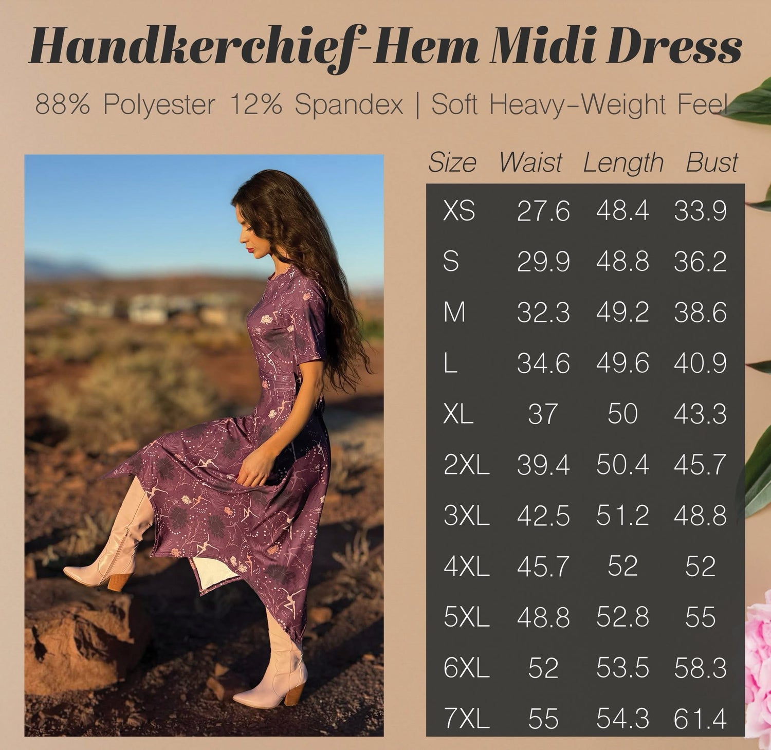 Handkerchief-Hem Midi Dress
