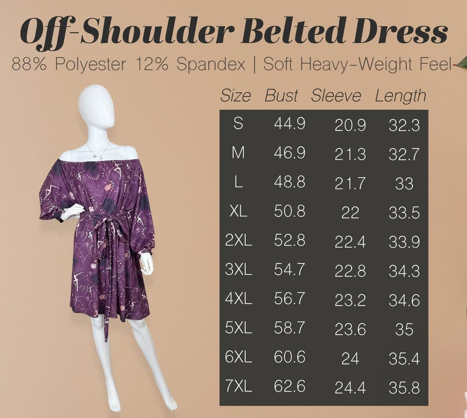 Off-Shoulder Belted Dress