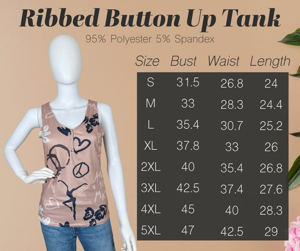 Ribbed Button Up Tank