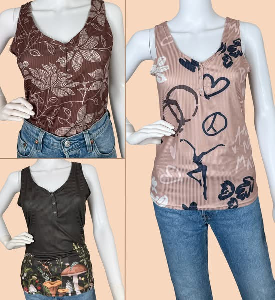 Ribbed Button Up Tank