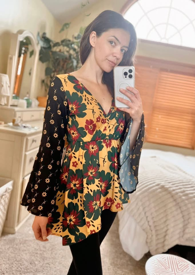 Tunic Blouse with Bell Sleeves