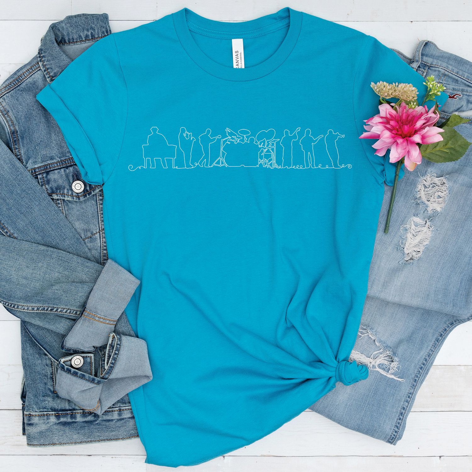 Unisex Band Line Drawing T-Shirt