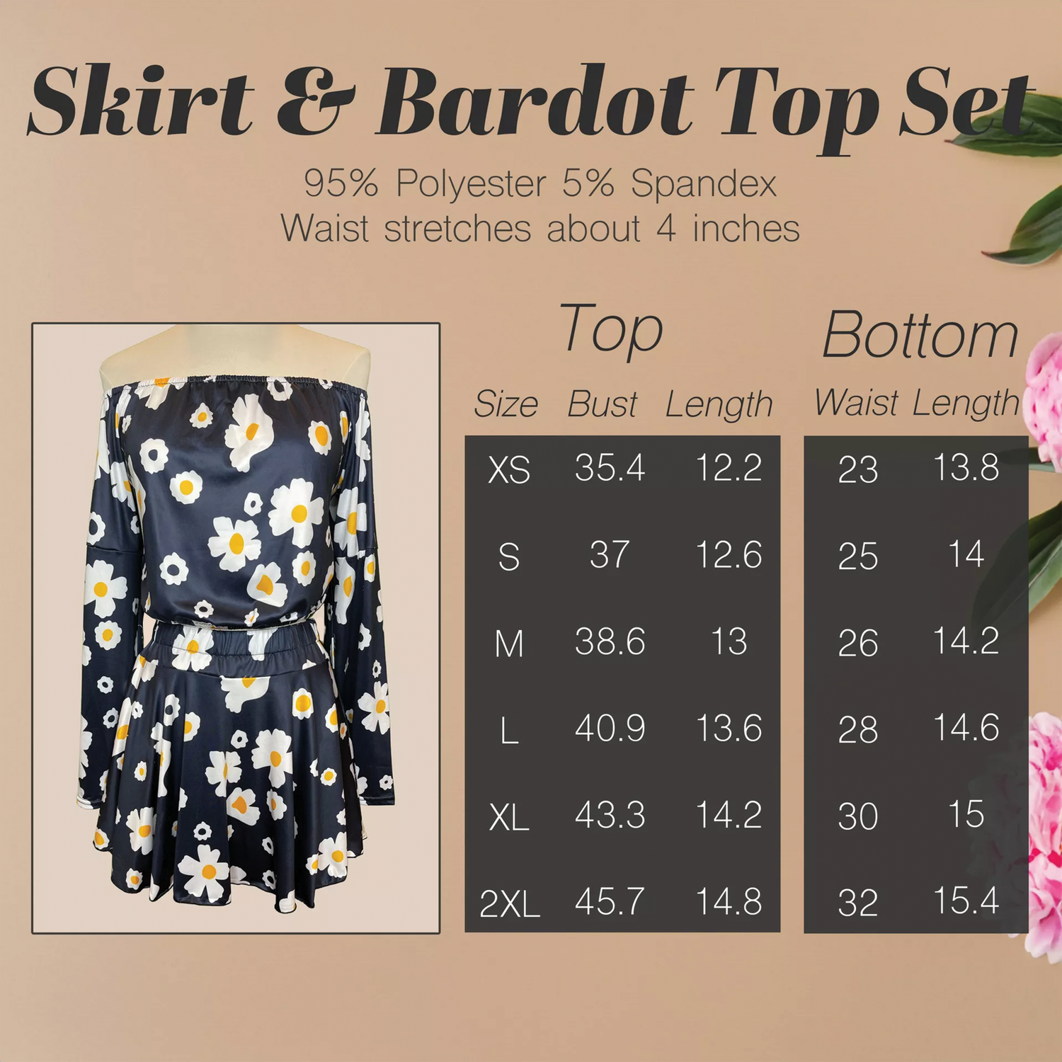 Skirt & Bardot Top Set