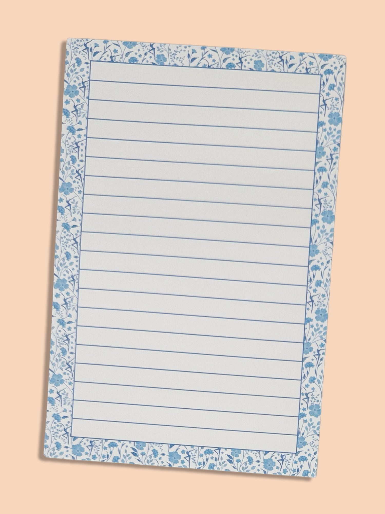 Blue Floral Lined Notepad