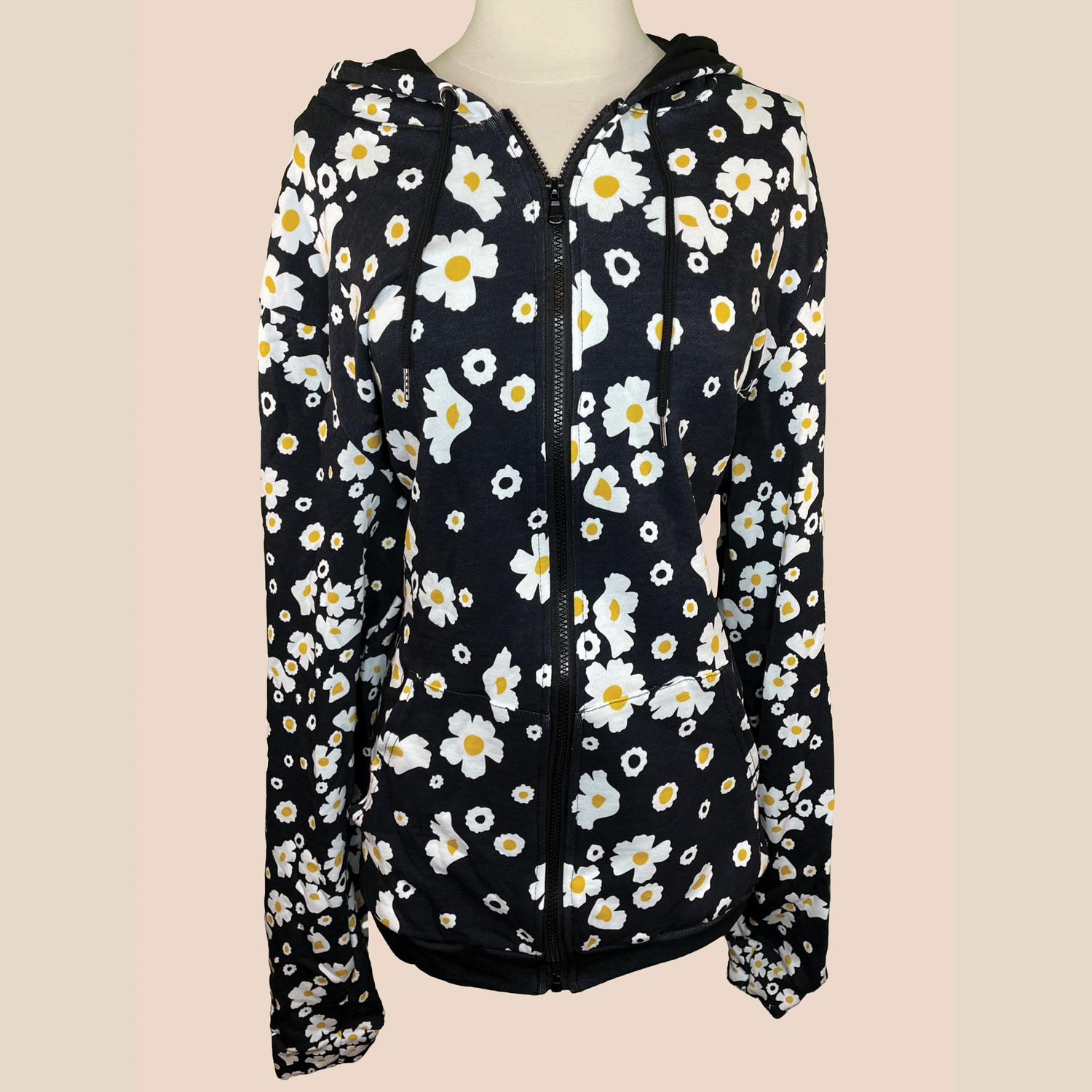 Unisex Cotton Zip Hoodie with Black Hood