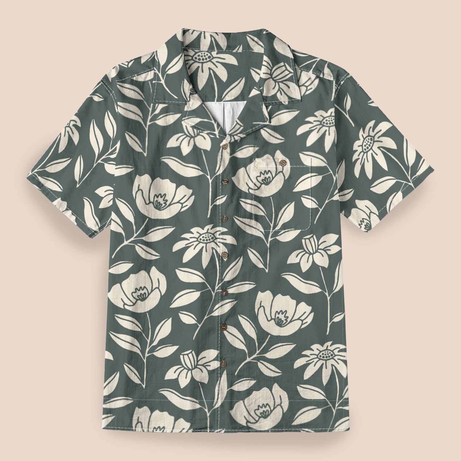 Mens Cotton Hawaiian Shirt with Pocket