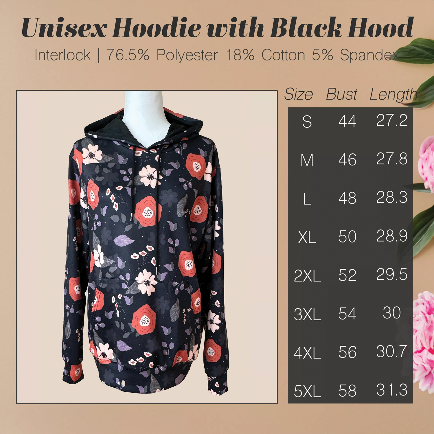 Unisex Hoodie with Black Hood