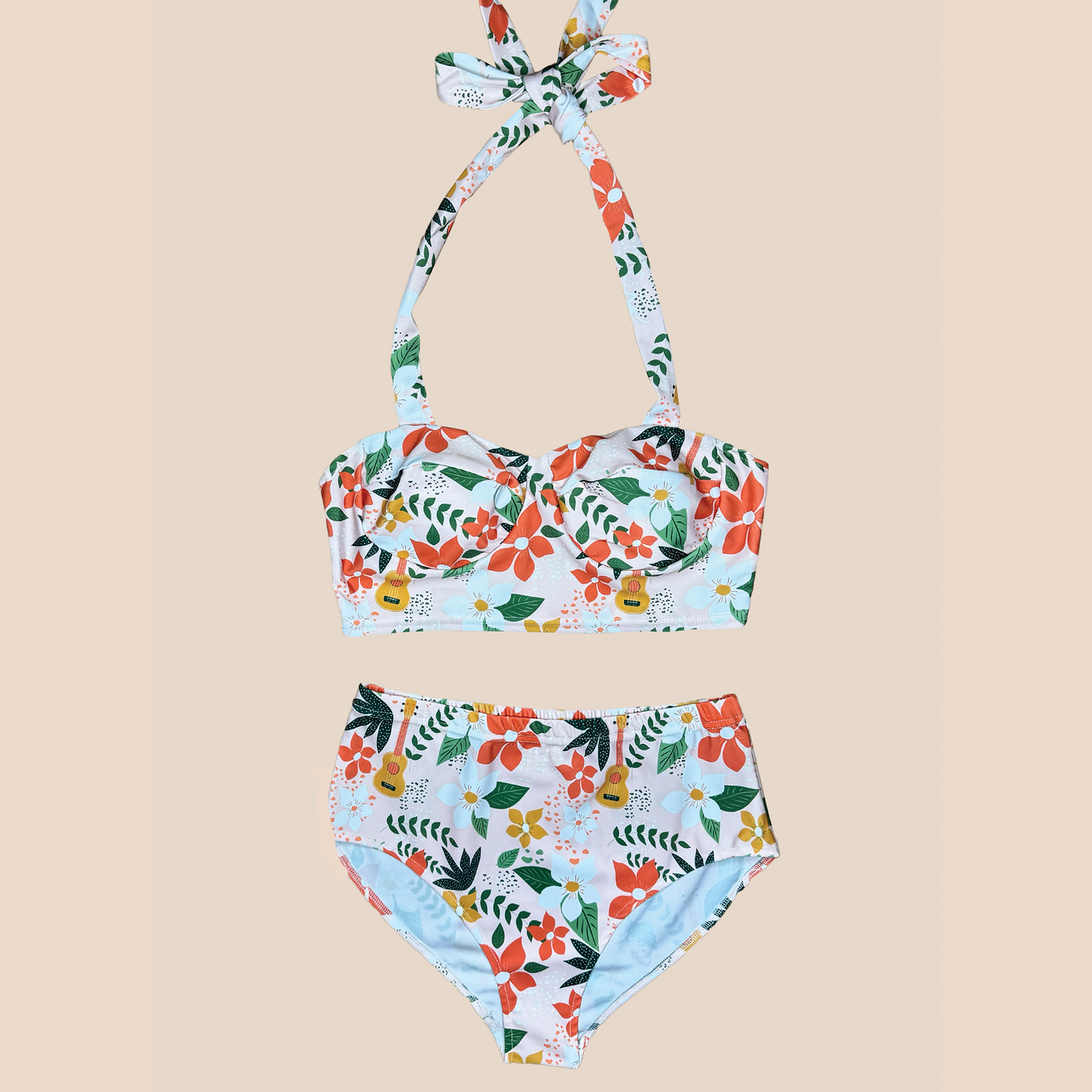 High Waisted Padded Halter Swimsuit