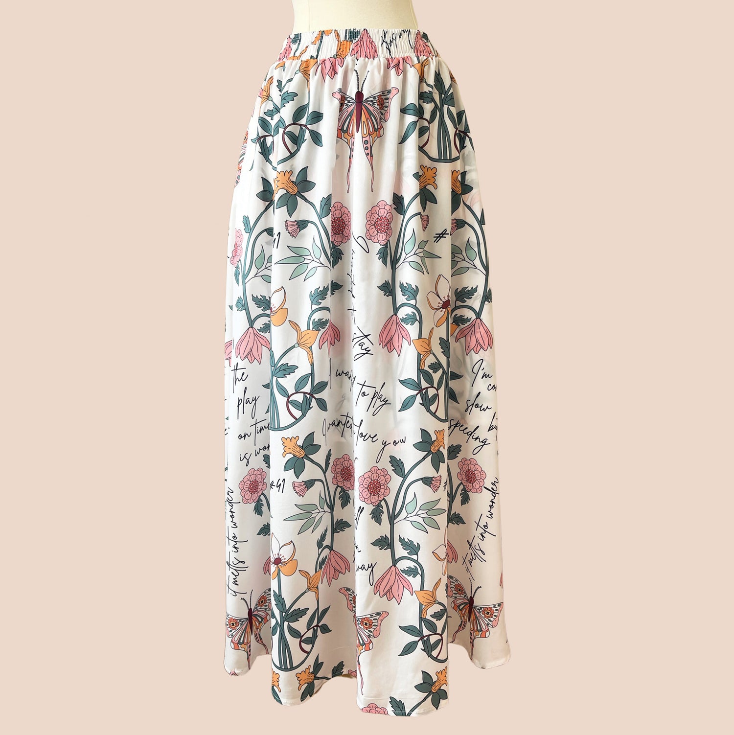 Chiffon Maxi Skirt with Lining and Pockets