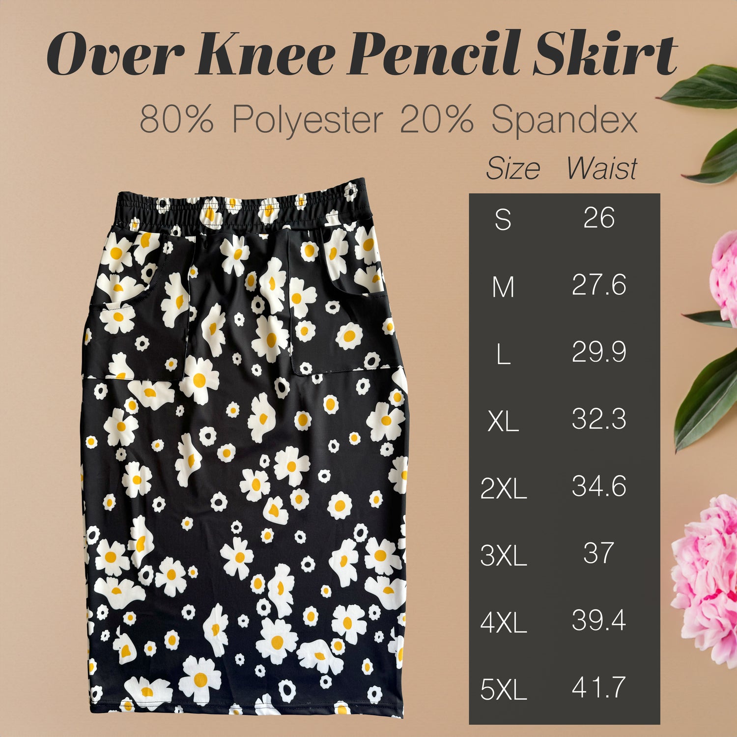 Stretchy Pencil Skirt with Pockets