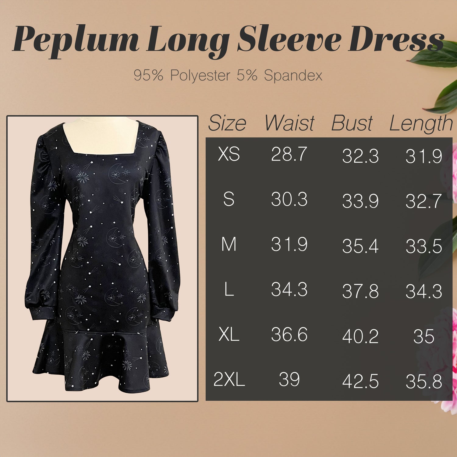 Peplum Long Sleeve Dress