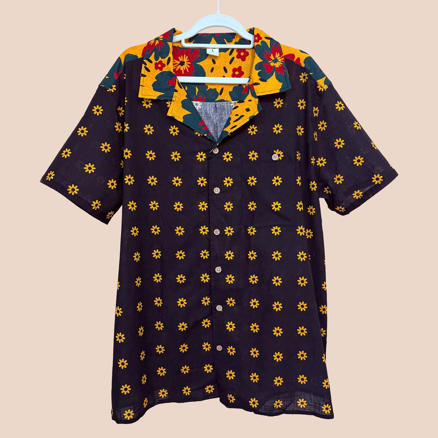 Mens Cotton Hawaiian Shirt with Pocket