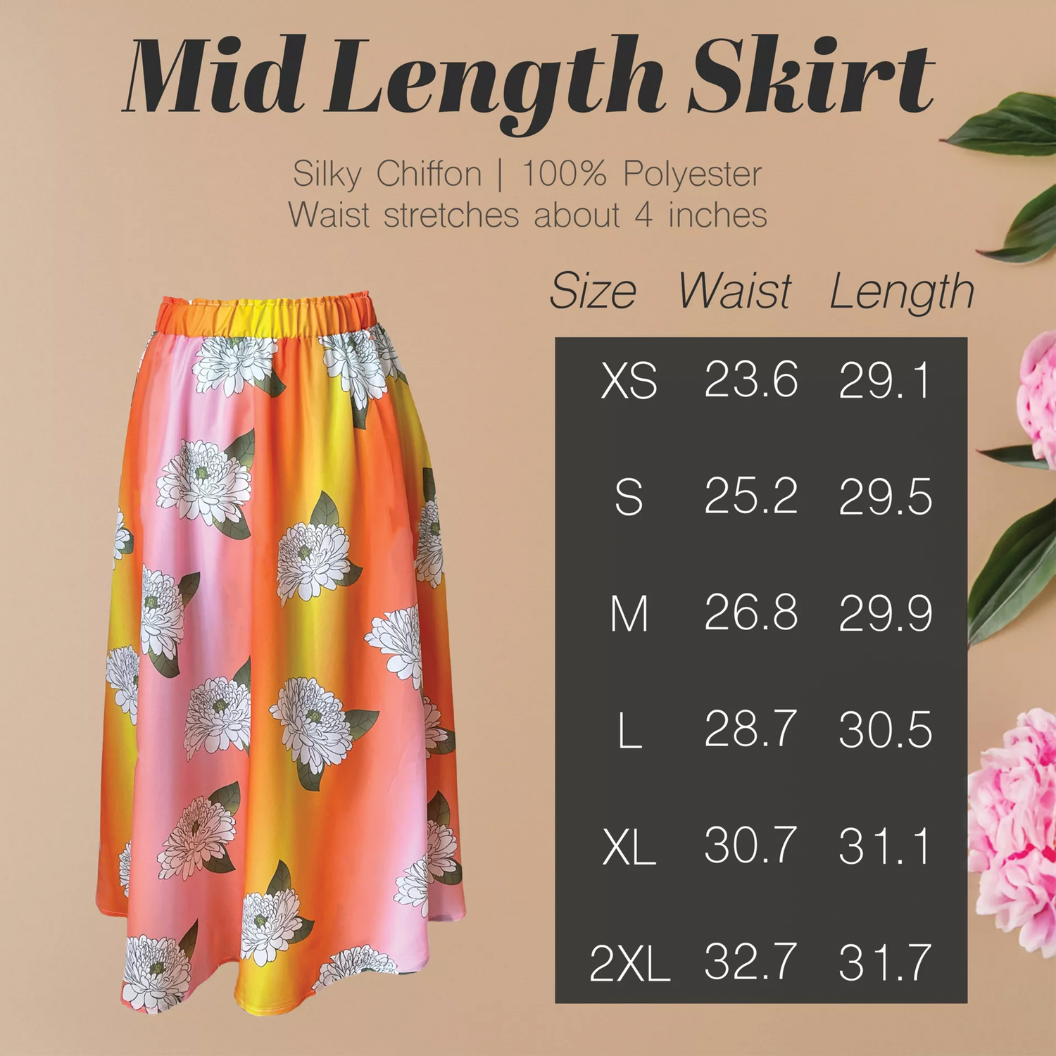 Mid-Length Chiffon Skirt