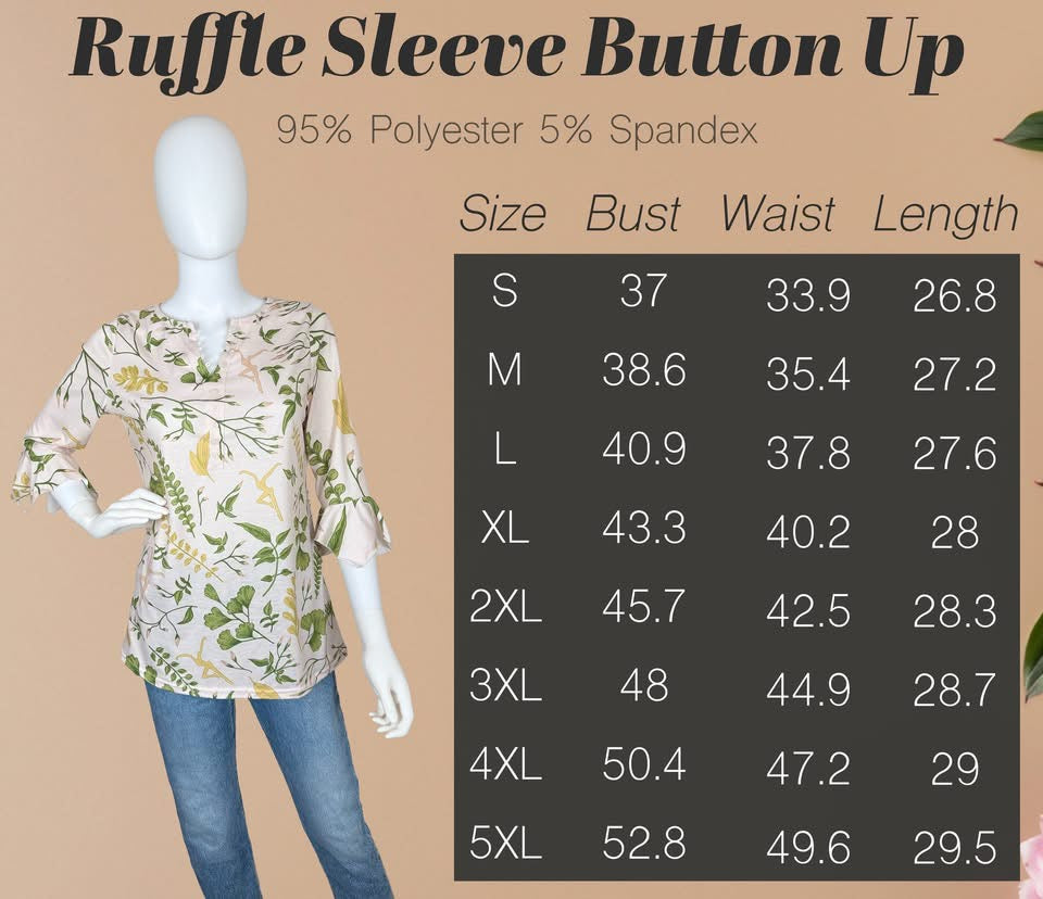 Ruffle Sleeve Button Up