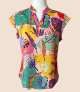 Cap Sleeve V-Neck Blouse