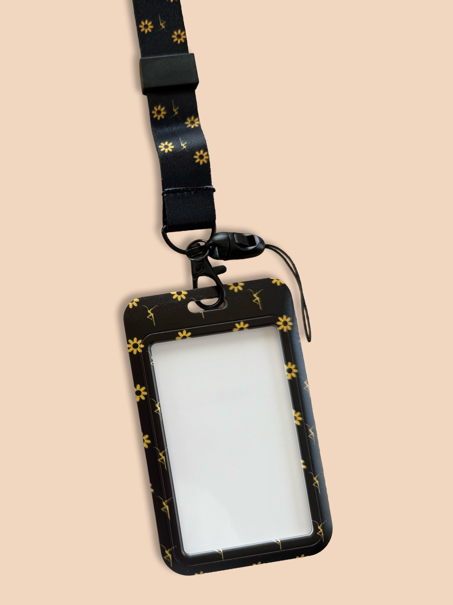 Black Daisy Lanyard Badge Holder
