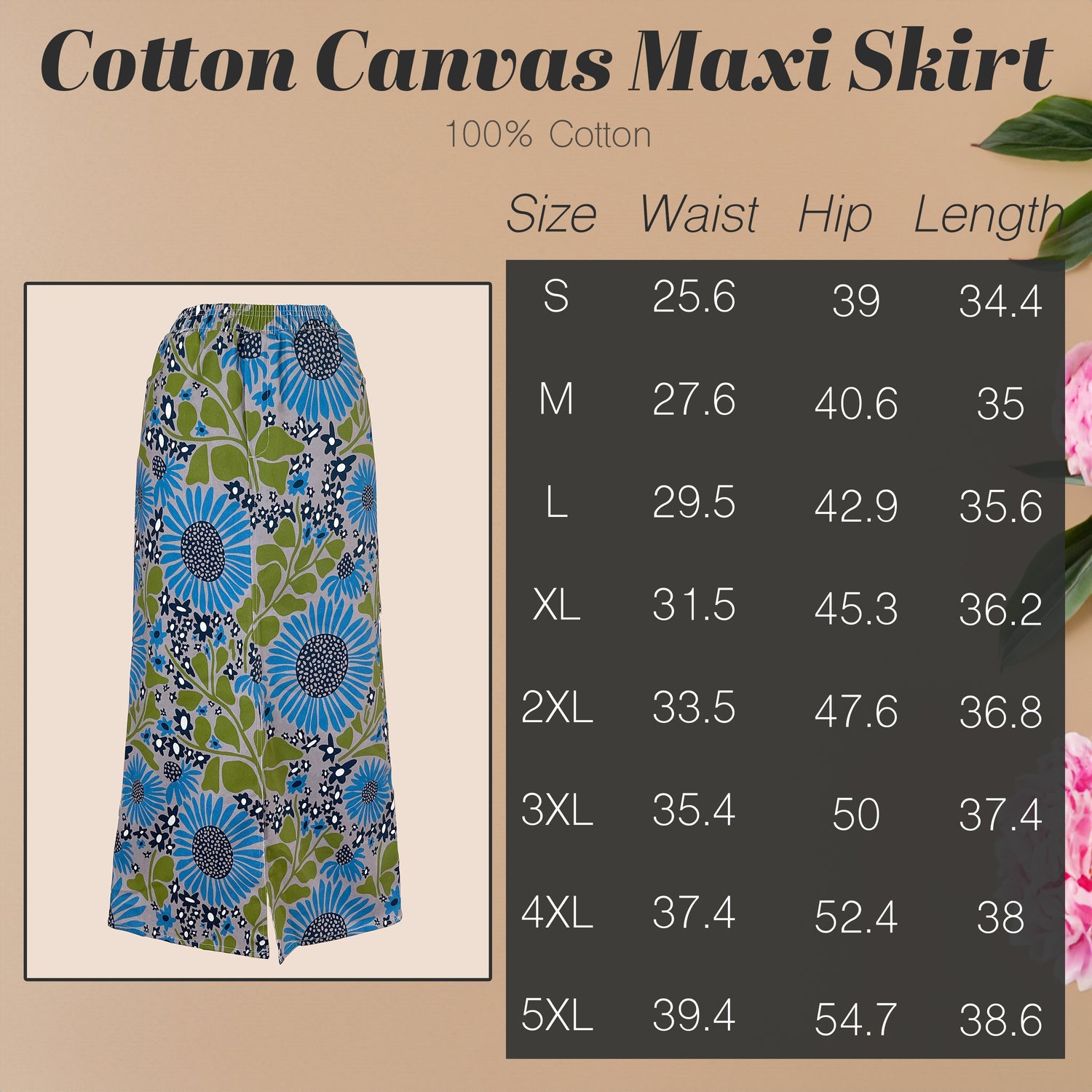 Cotton Canvas Maxi Skirt