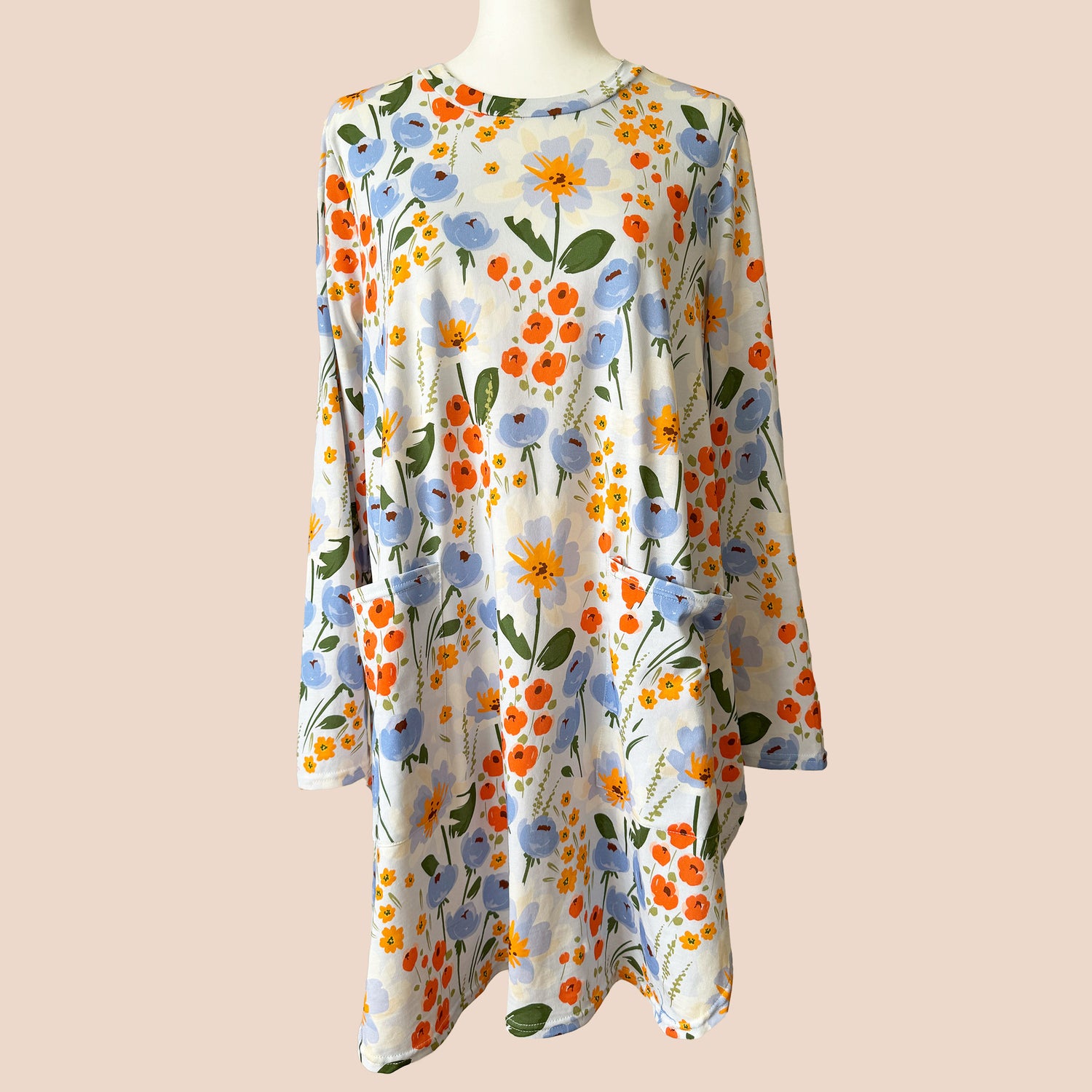 Cotton Long Sleeve Dress with Pockets
