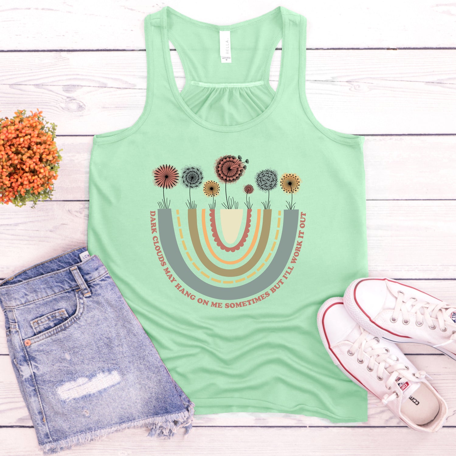 Dark Clouds Flowy Racerback