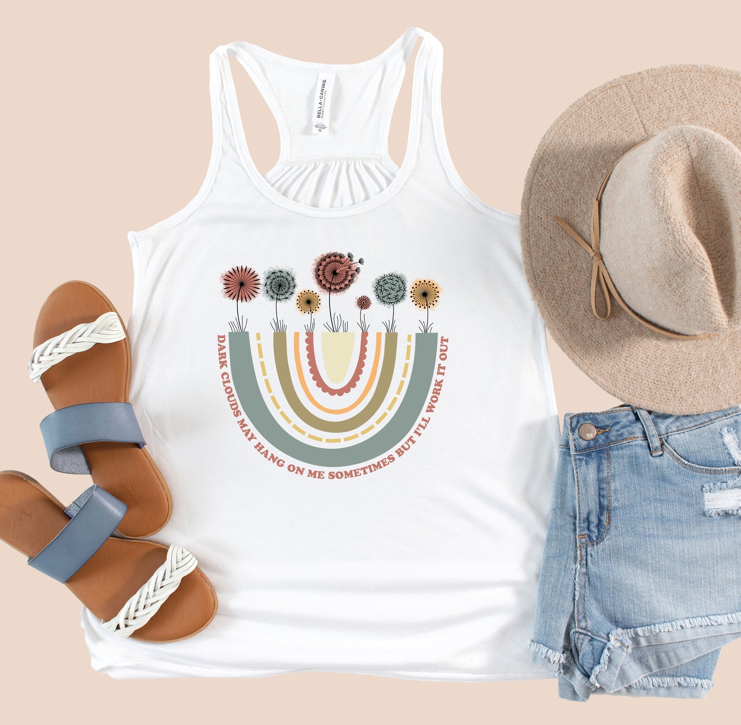 Dark Clouds Flowy Racerback