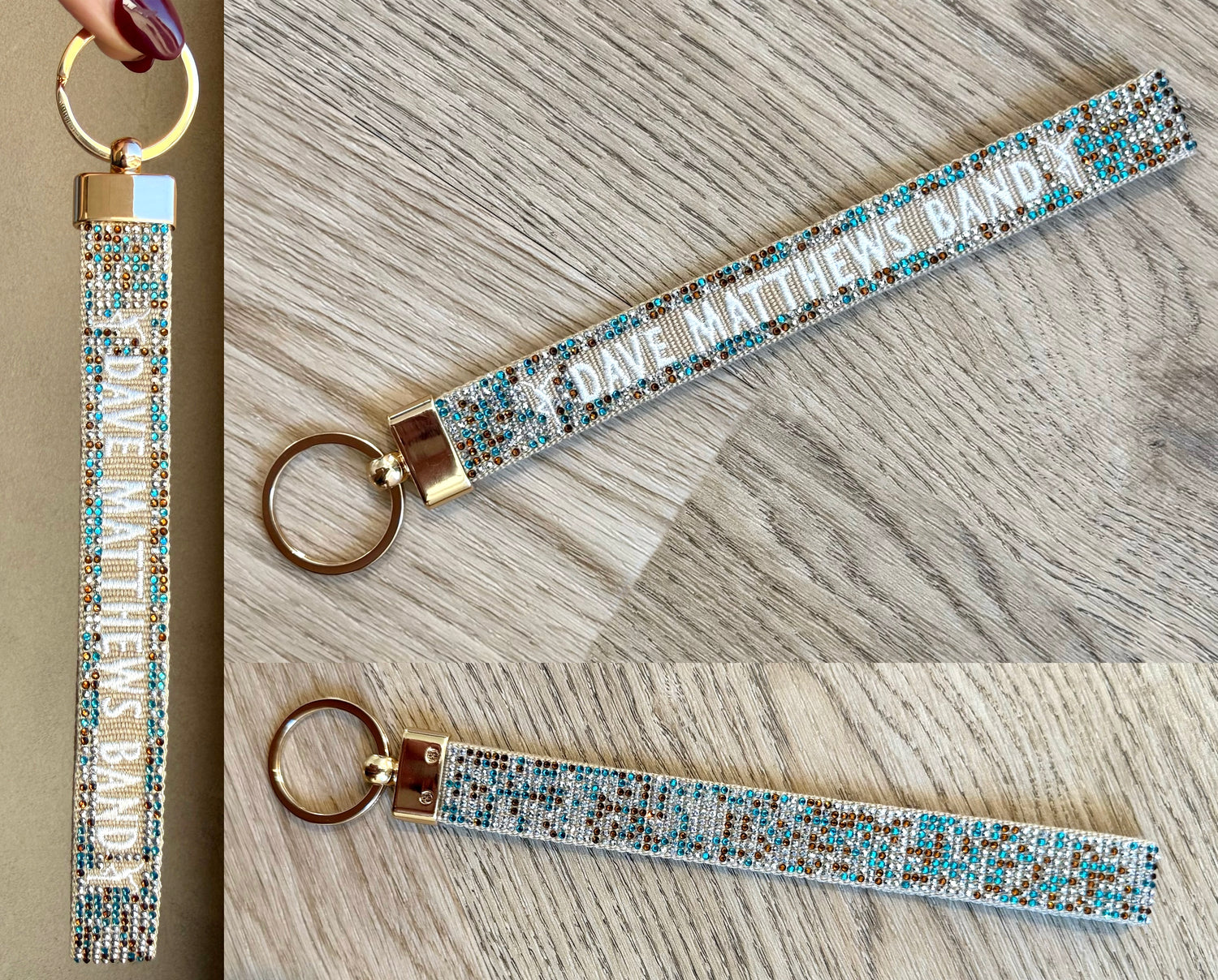 Rhinestone Embroidered Keychain
