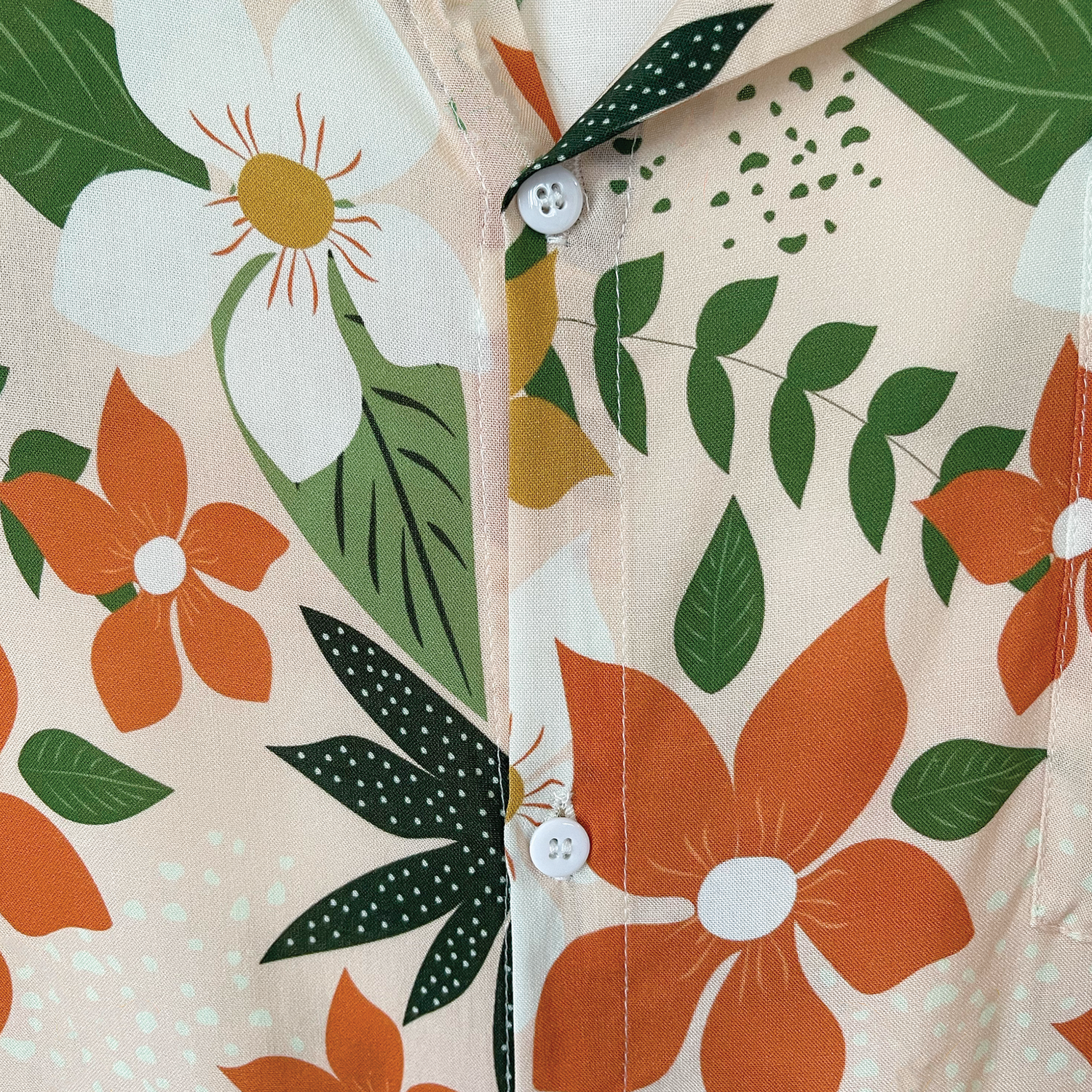 Mens Linen Hawaiian Shirt with Pocket