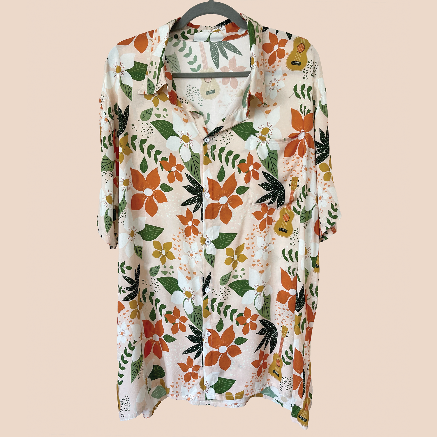 Mens Linen Hawaiian Shirt with Pocket