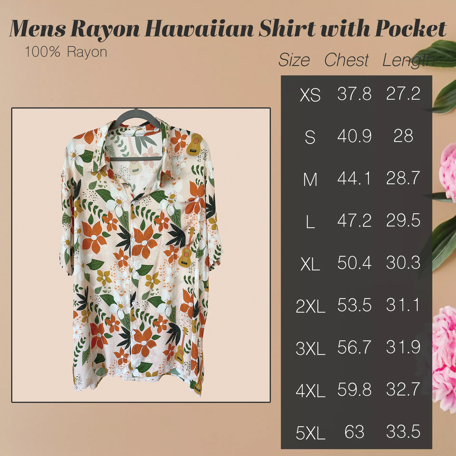 Mens Linen Hawaiian Shirt with Pocket