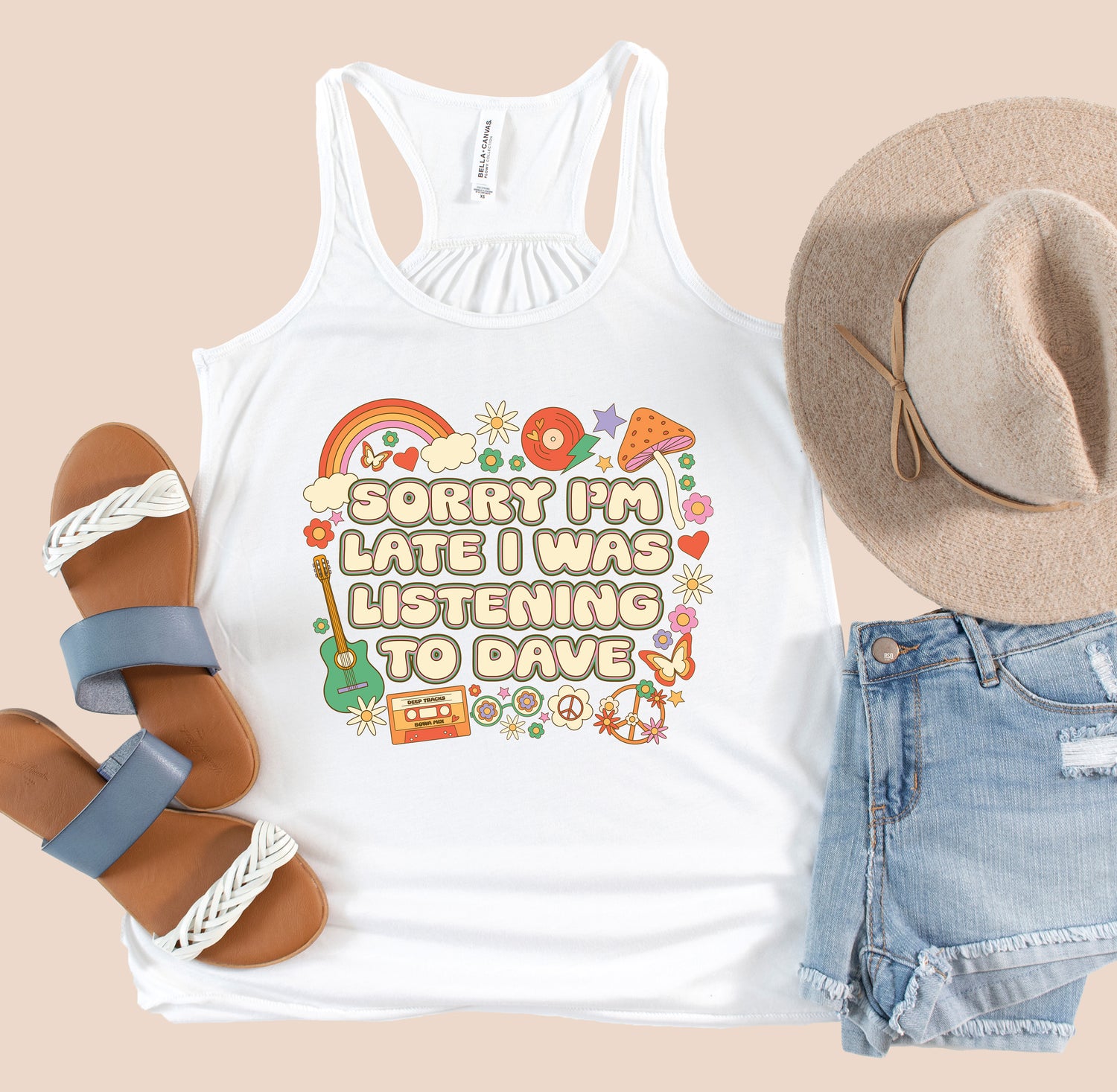 Sorry I'm Late Flowy Racerback