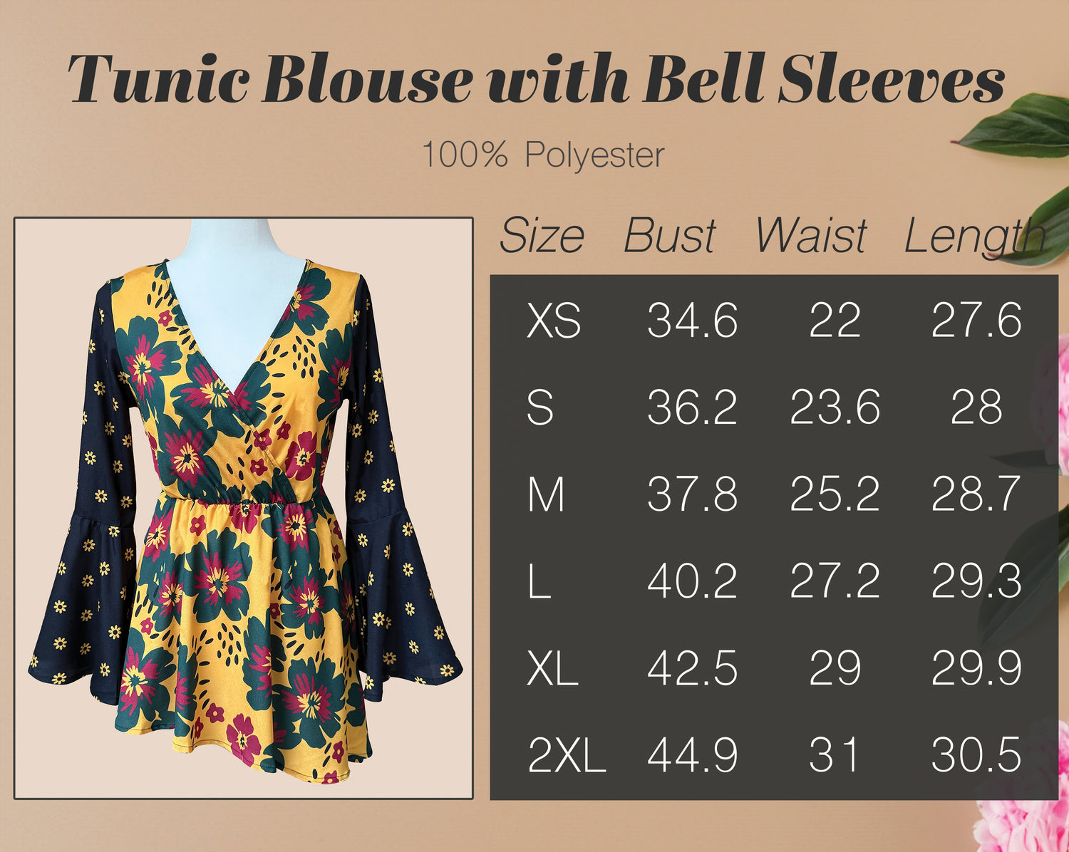 Tunic Blouse with Bell Sleeves